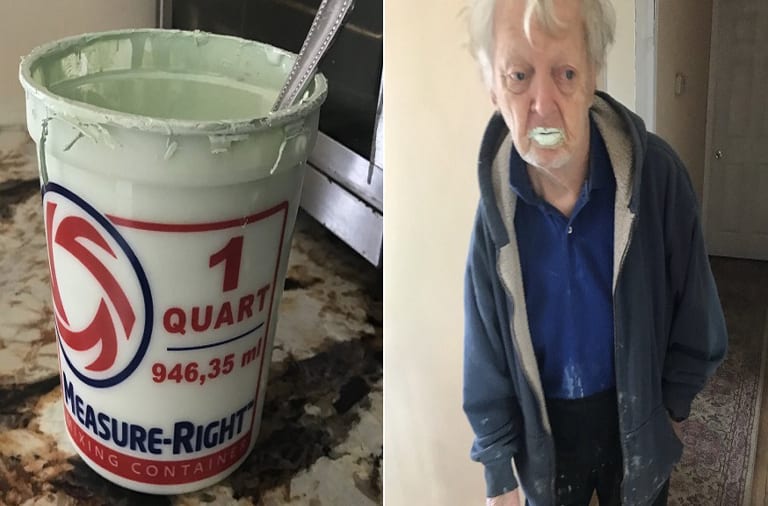 grandfather eats paint